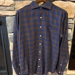 Peter‎ Millar Blue and Brown Casual Button Down Shirt